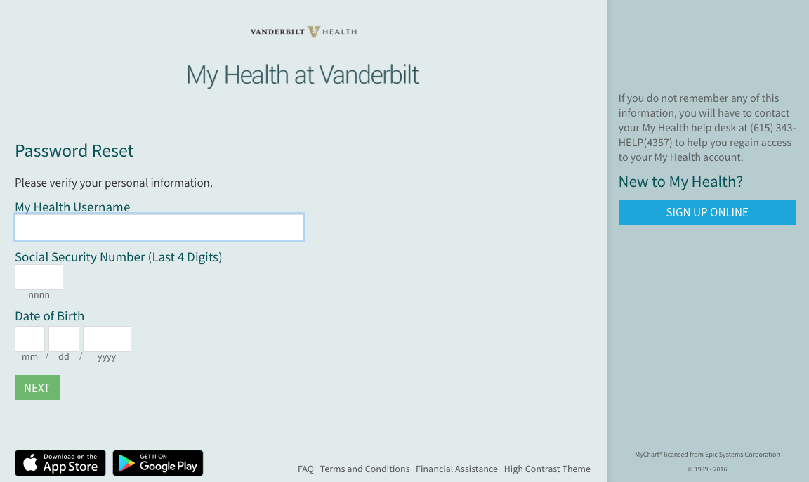 My Health At Vanderbilt Help Reset Your Password Vanderbilt
